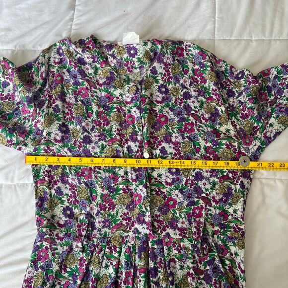 Evita Women's Vintage Retro 80s 90s Floral Button Up Dress Multicolor Size 13 - Picture 7 of 8